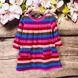 Oshkosh Toddler Girls Cotton Multicolored Striped Ruffle Hem Dress 12M